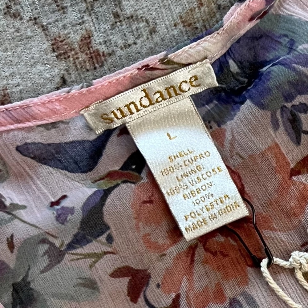 Sundance Alexandria Catalog Pink Floral Chiffon Midi Dress Size L NWT Spring - Picture 7 of 7